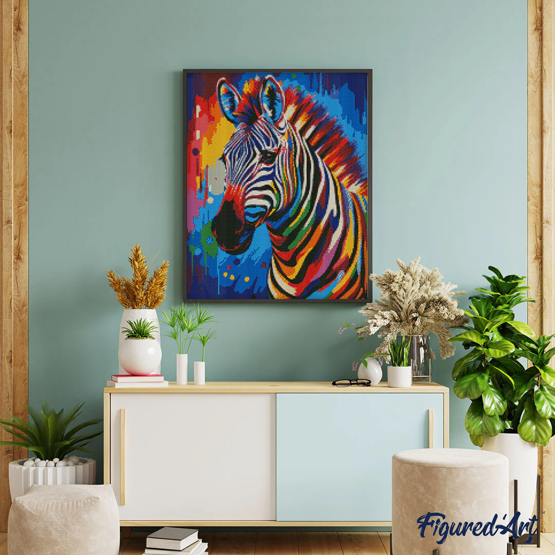 Diamond Painting - Colourful Abstract Zebra - Image 2