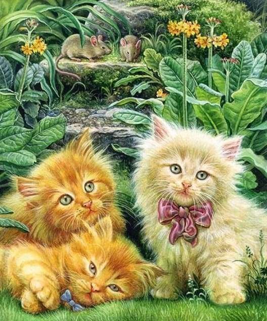 Diamond Painting - Cute Kittens in the Garden