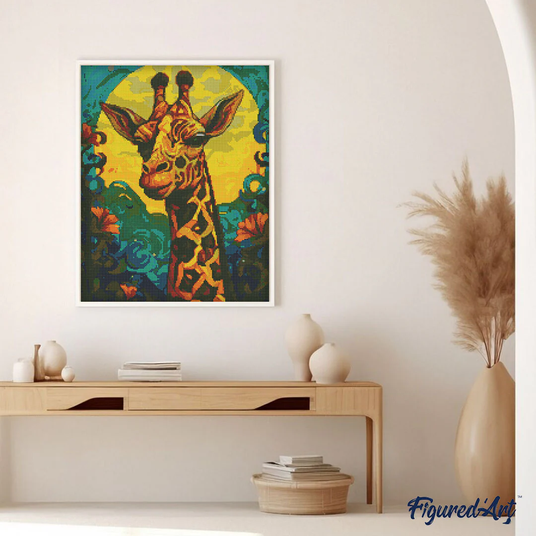 Diamond Painting - Giraffe Art Deco canvas already framed - Image 2