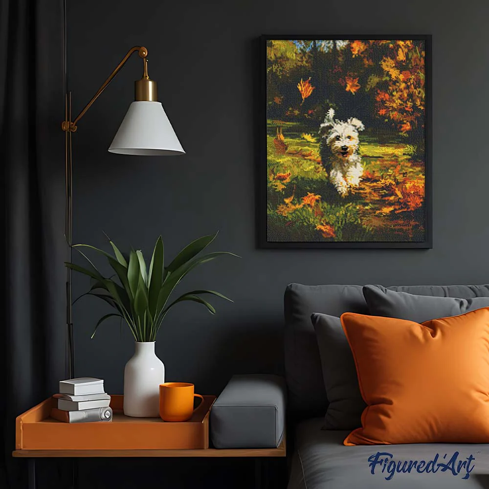 Diamond Painting - Joyful Pup in Autumn - Image 2