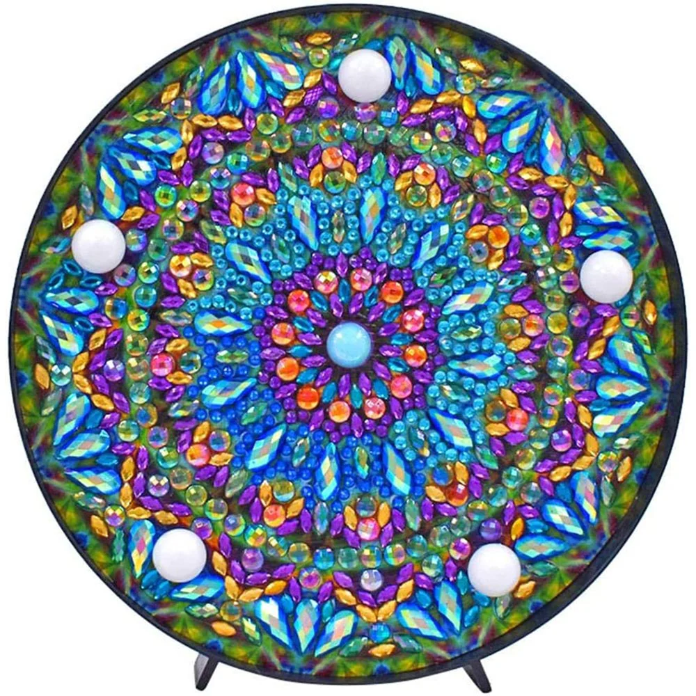 Diamond Painting LED Lamp Mandala Blue - Image 5
