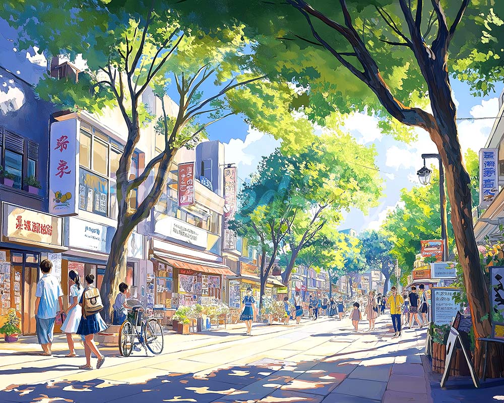 Diamond Painting - Local Market Street in Japan