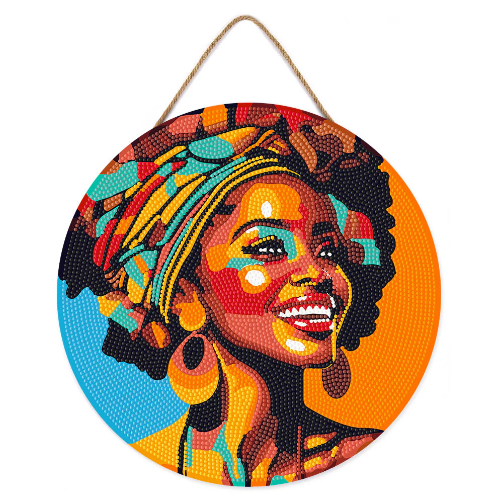 Diamond Painting on Wood Slice - African Queen Pop Art - Image 2