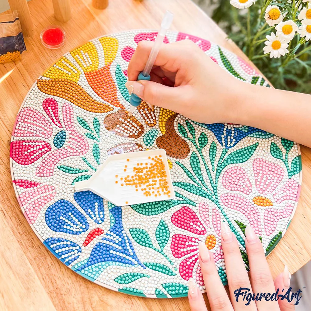 Diamond Painting on Wood Slice - Daisies - Image 6