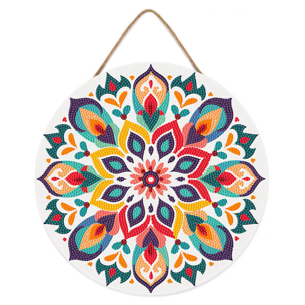Diamond Painting on Wood Slice - Floral Mandala - Image 2
