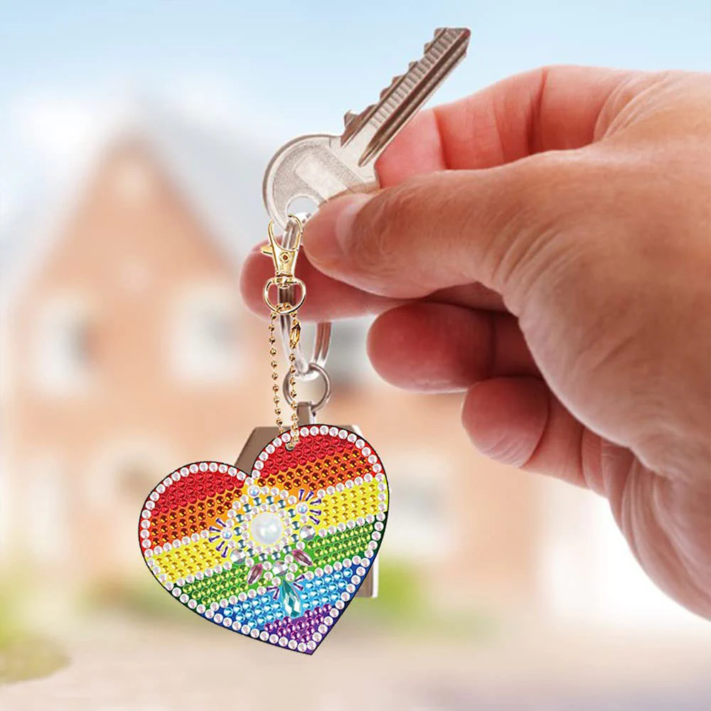Diamond Painting Pendant Rainbow Hearts 5 Piece Set - Image 3