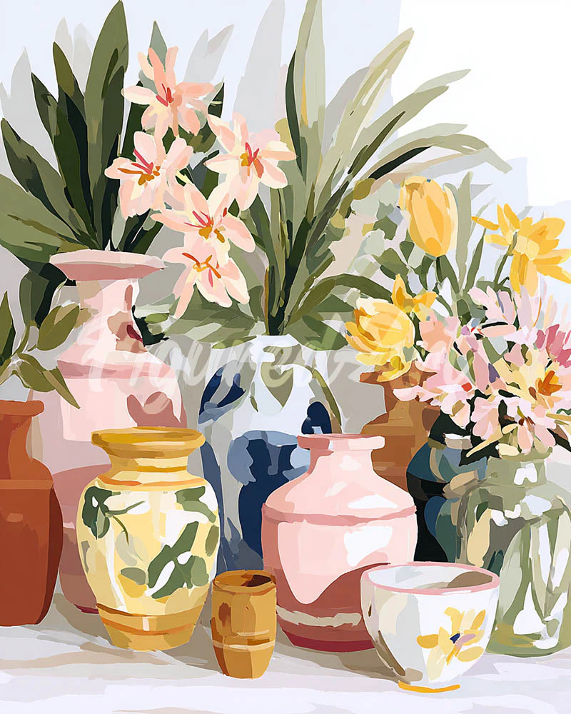 Diamond Painting - Pottery and Flowers