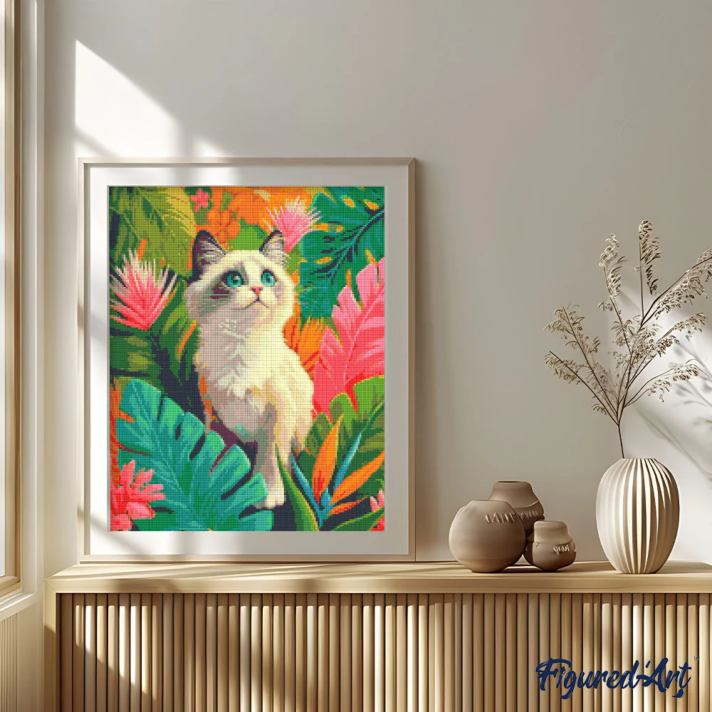 Diamond Painting - Ragdoll Kitten in Jungle - Image 2