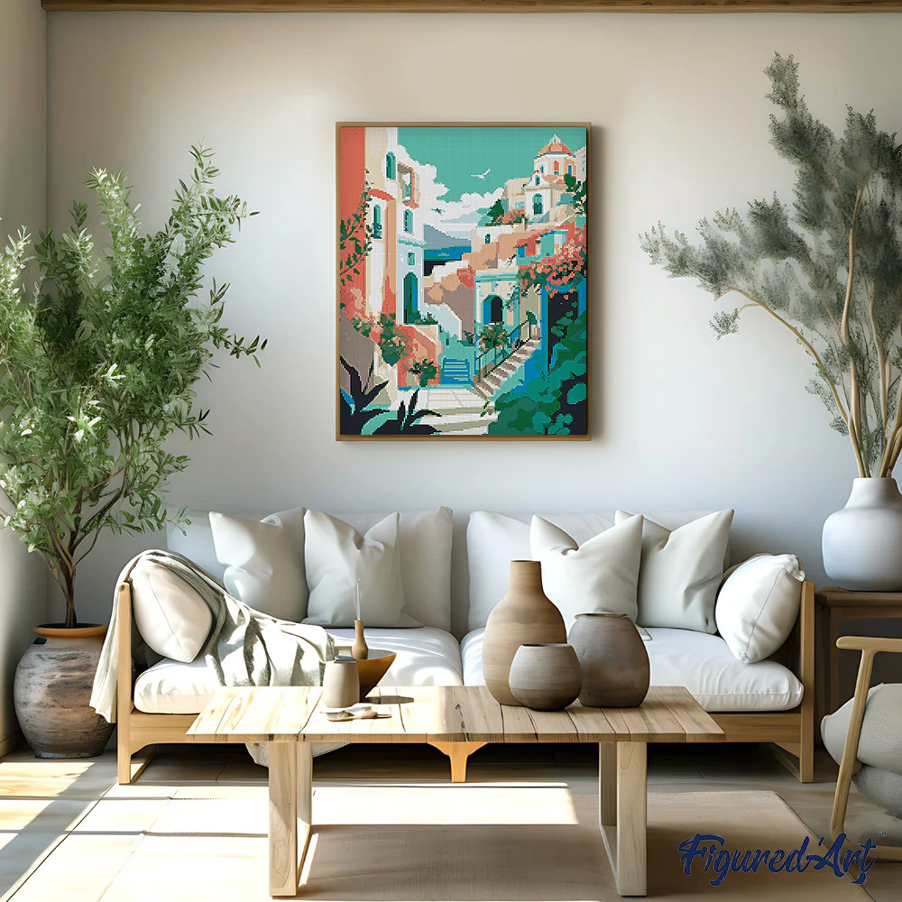 Diamond Painting - Santorini in Bloom - Image 2