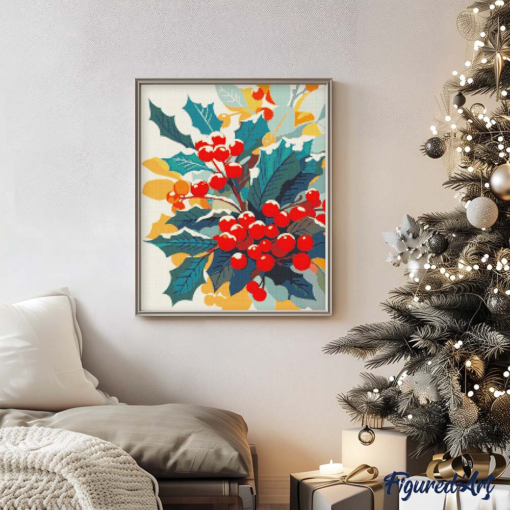 Diamond Painting - Snowy Holly - Image 2
