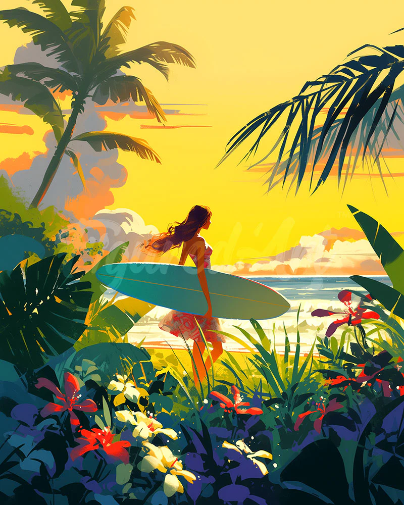 Diamond Painting - Surfer at Sunset 40x50cm canvas already framed
