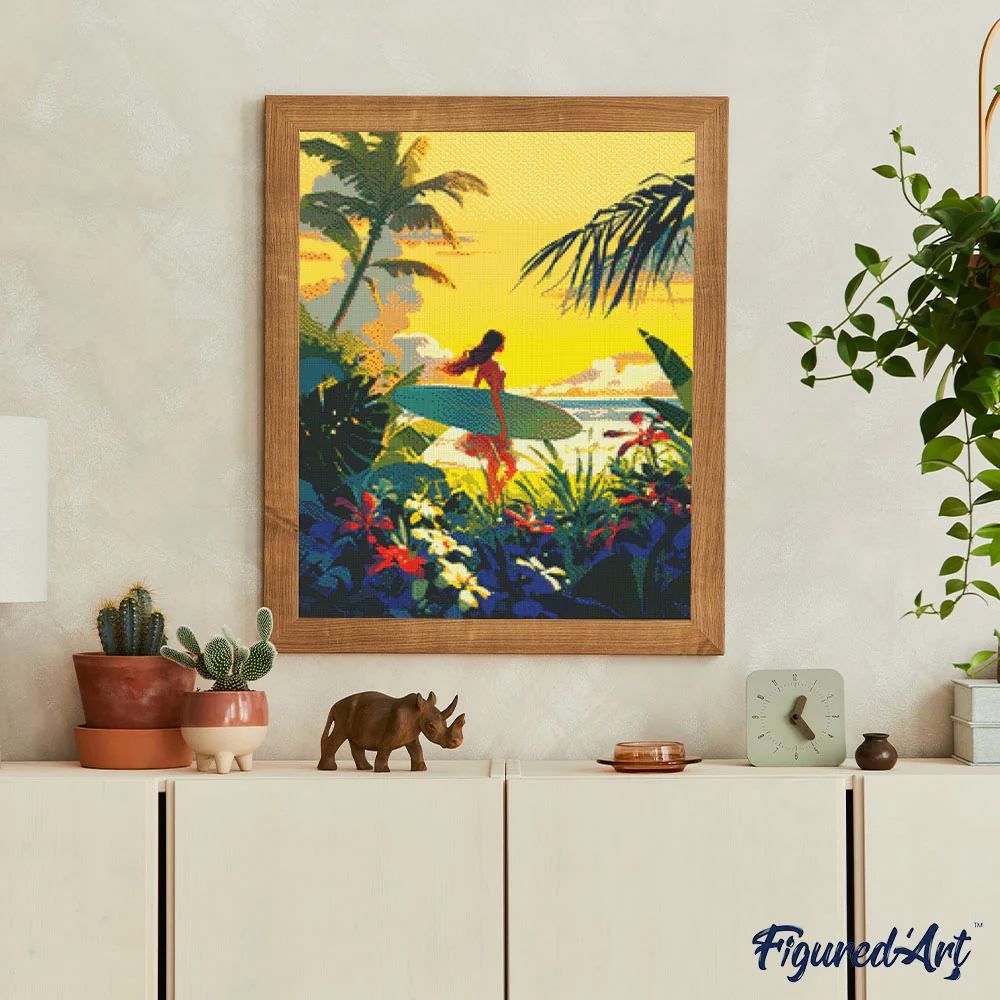 Diamond Painting - Surfer at Sunset 40x50cm canvas already framed - Image 2
