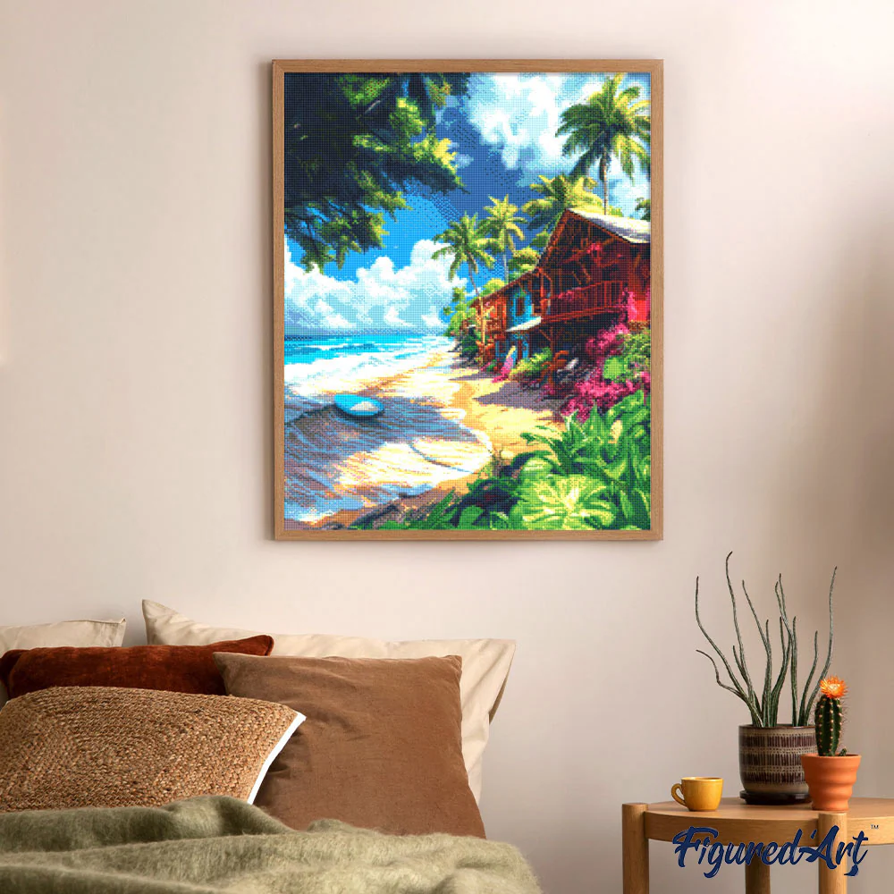 Diamond Painting - Surfing village 40x50cm canvas already framed - Image 2