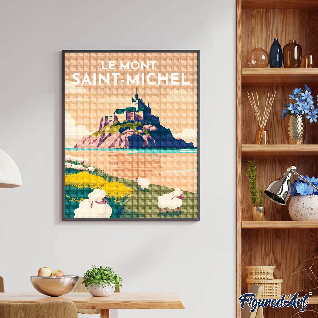 Diamond Painting - Travel Poster Mont Saint-Michel canvas already framed - Image 2