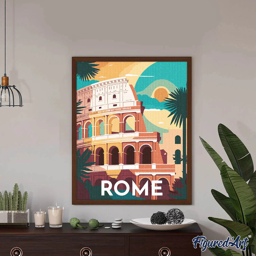 Diamond Painting - Travel Poster Rome canvas already framed - Image 2