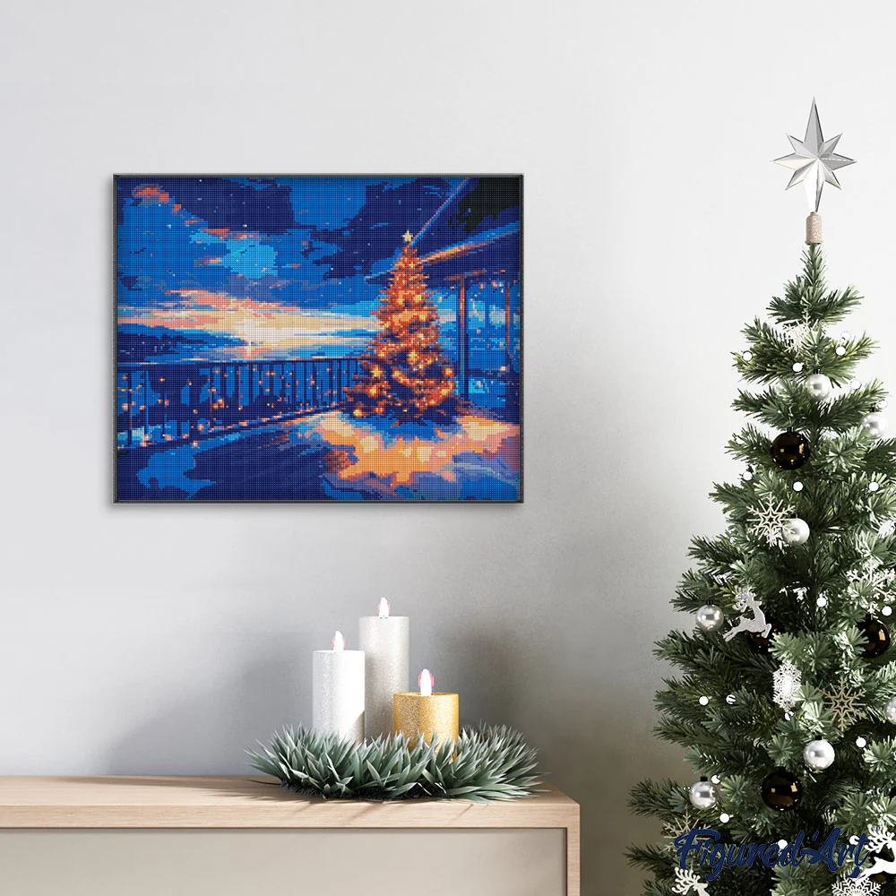 Diamond Painting - Twinkling Christmas Terrace canvas already framed - Image 2