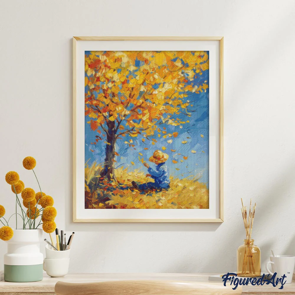Diamond Painting - Van Gogh-inspired Boy in Autumn - Image 2