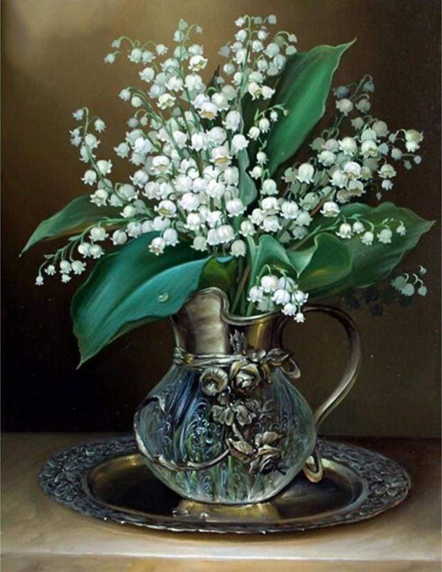 Diamond Painting - Vase of Lily of the Valley Flowers