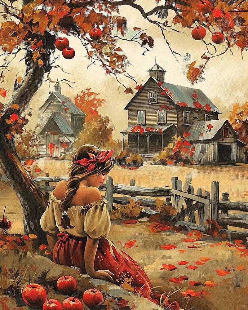 Diamond Painting - Vintage Country Girl in Autumn