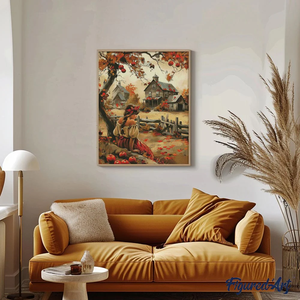 Diamond Painting - Vintage Country Girl in Autumn - Image 2