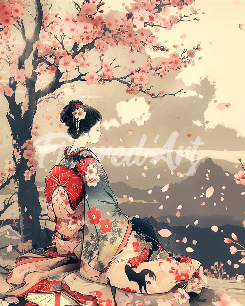 Diamond Painting - Vintage Sakura Lady canvas already framed
