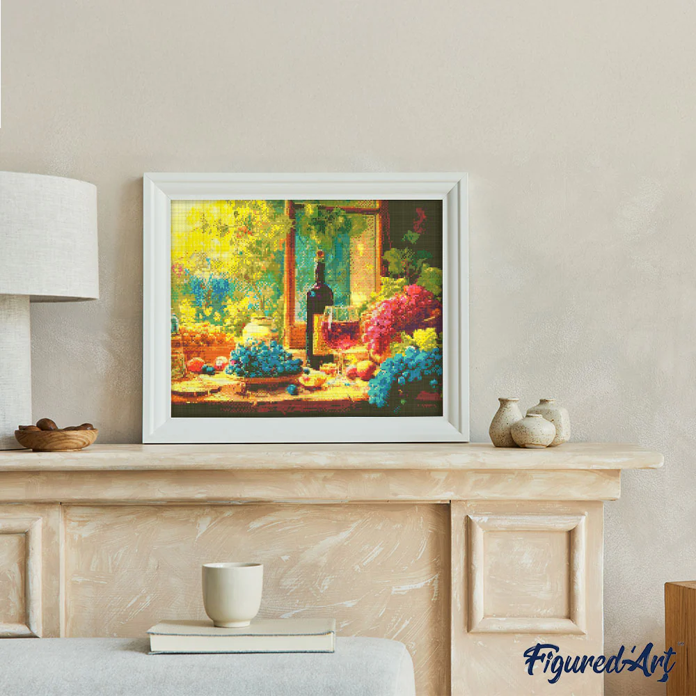 Diamond Painting - Wine Bottle and Grapes - Image 2