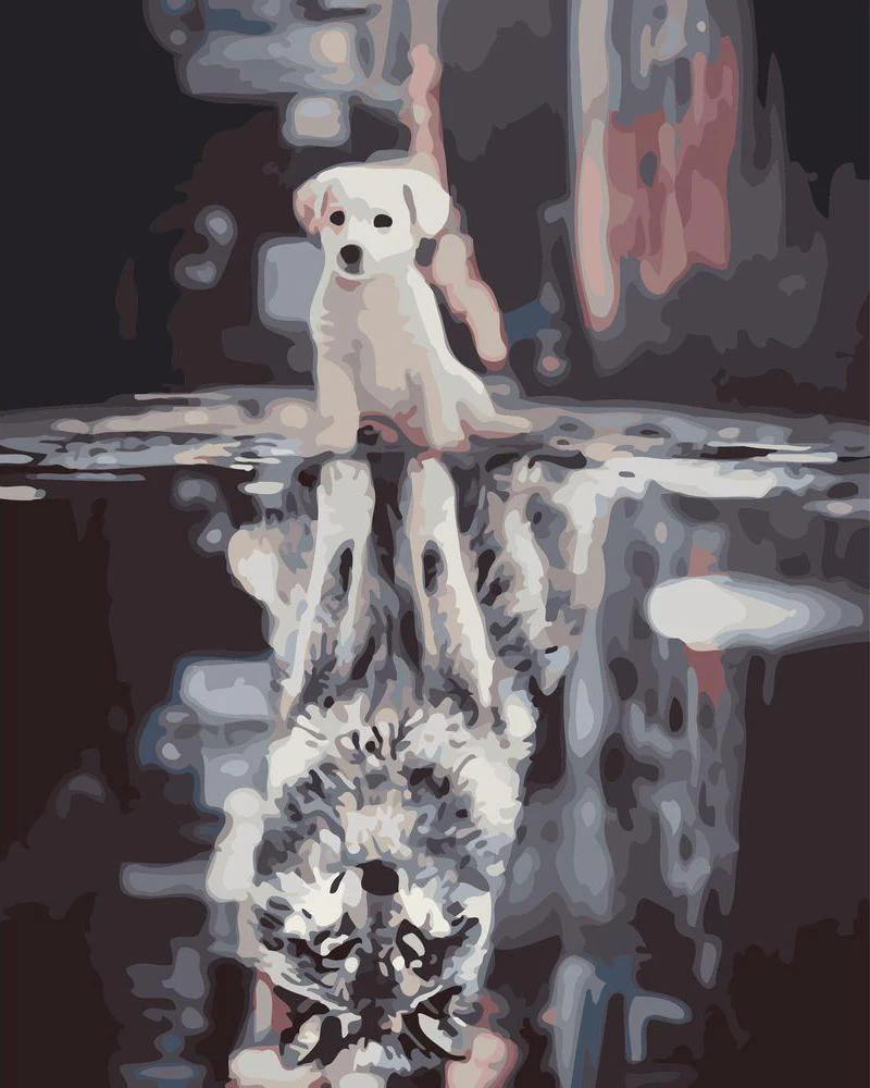 Dog and Wolf reflection