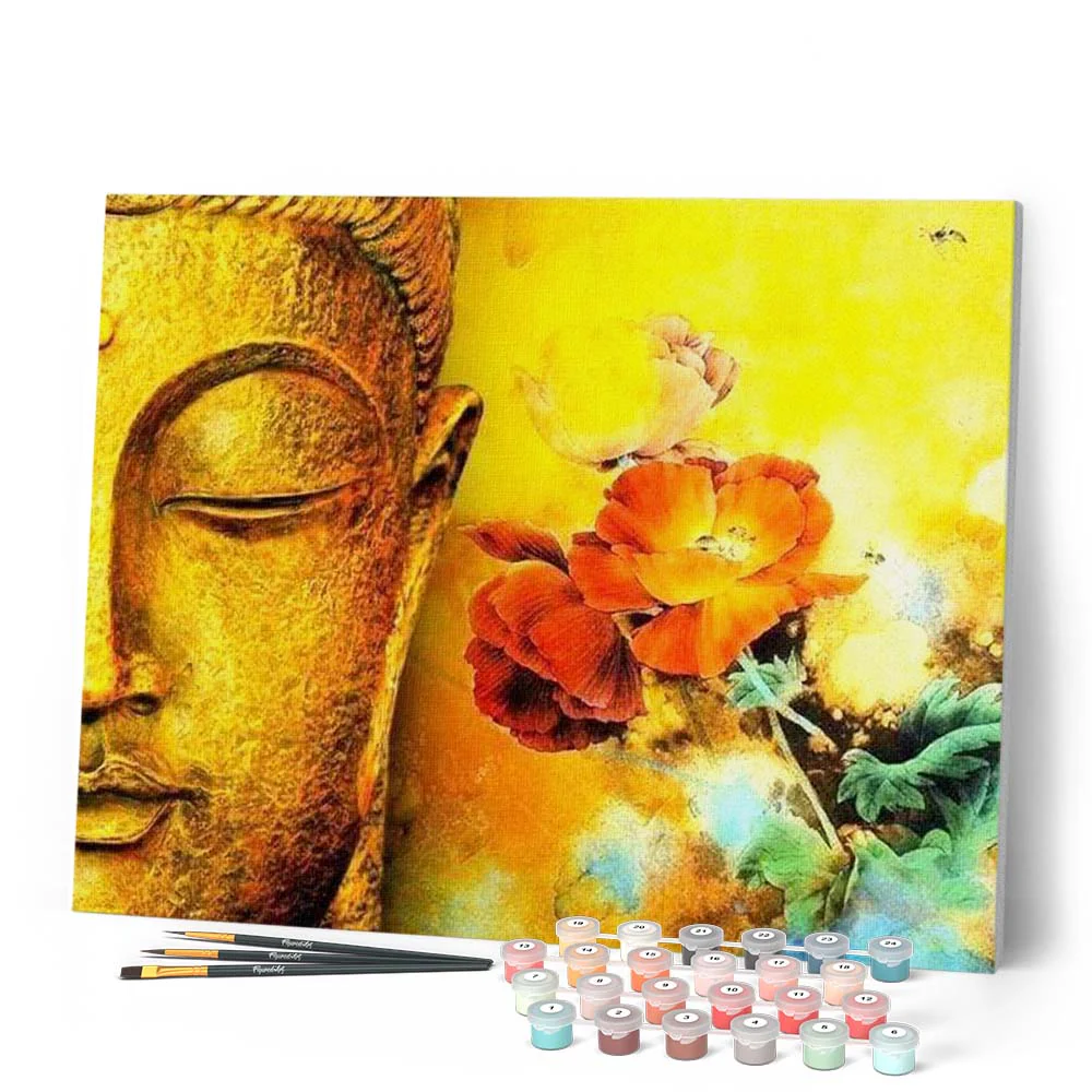 Face of Buddha and Flowers - Image 2