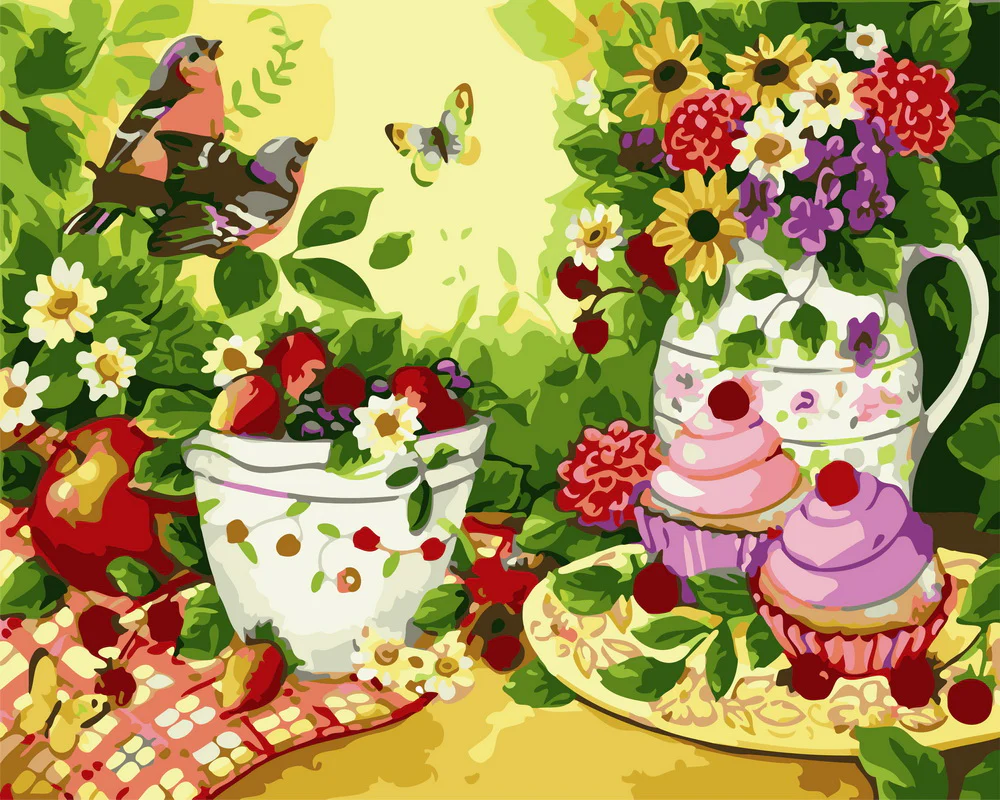 Flowers, fruits, and birds