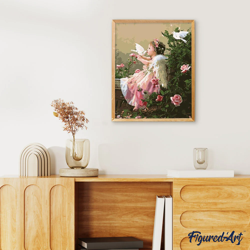 Girl Angel and Doves - Image 3