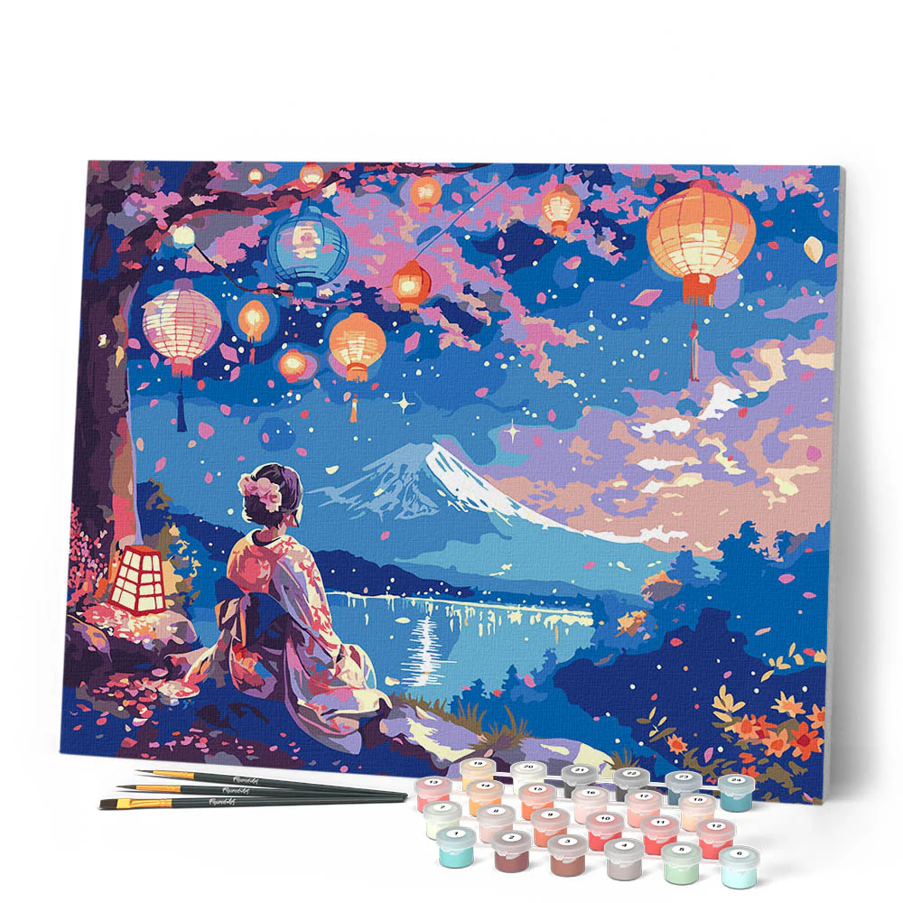 Girl, Lanterns and Mount Fuji - Image 2