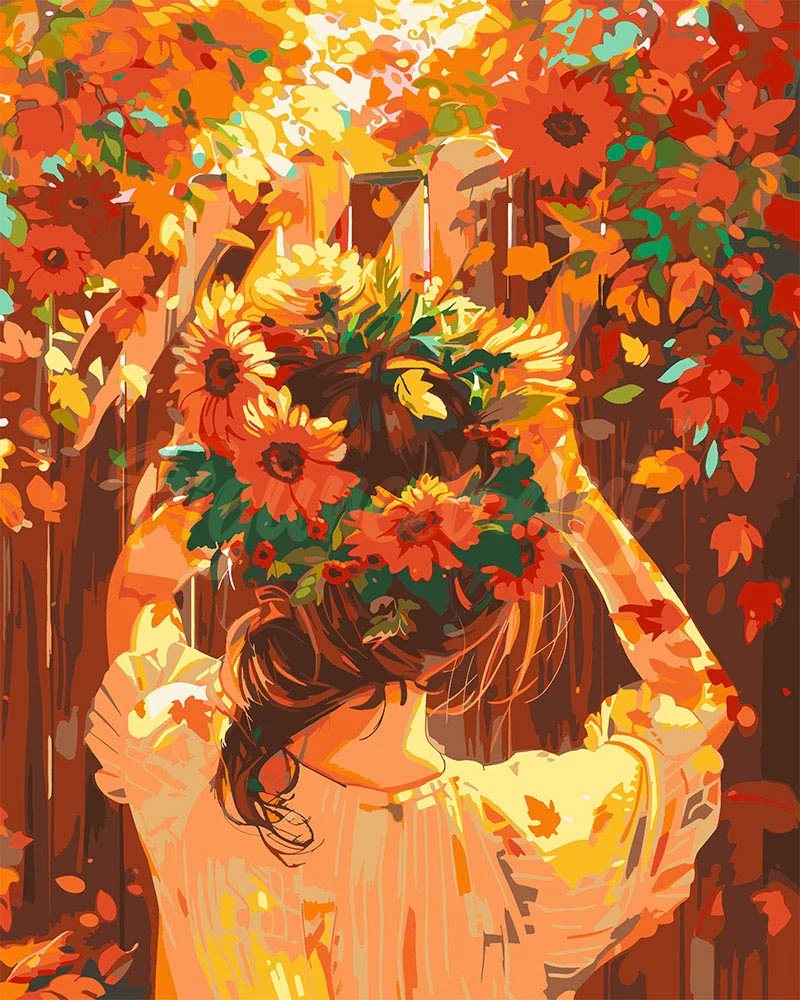 Girl with Autumn Wreath