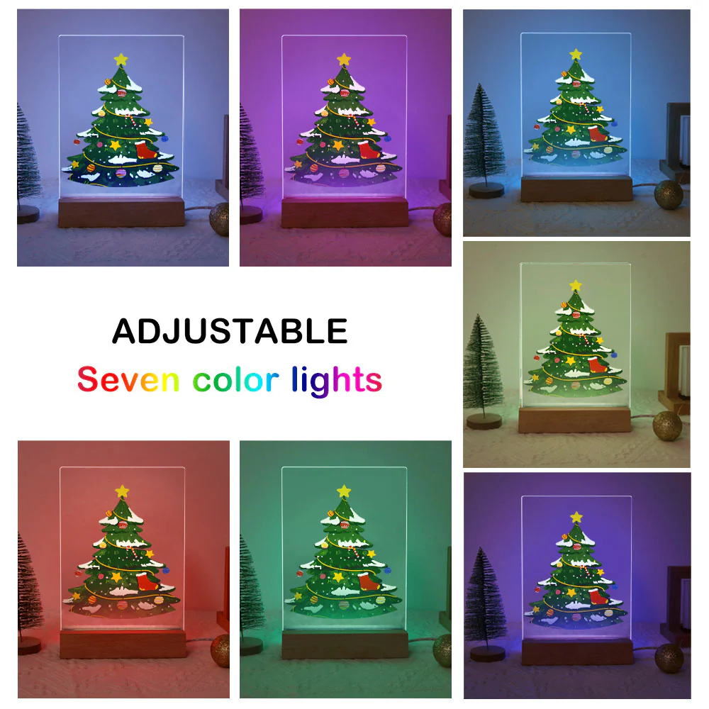 LED Light Display Base Wooden Paint by numbers 15x20cm Evergreen Christmas Tree - Image 12