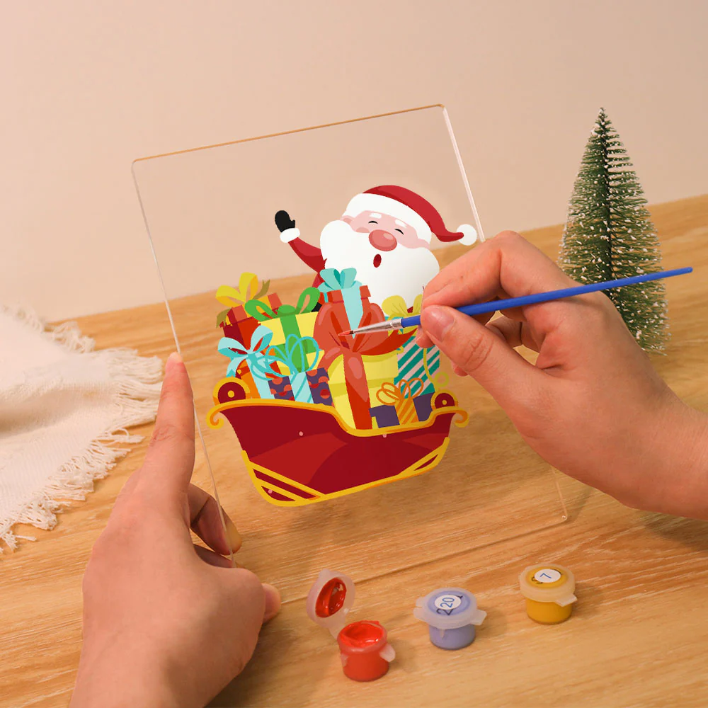 LED Light Display Base Wooden Paint by numbers 15x20cm Santa Claus 01 - Image 8