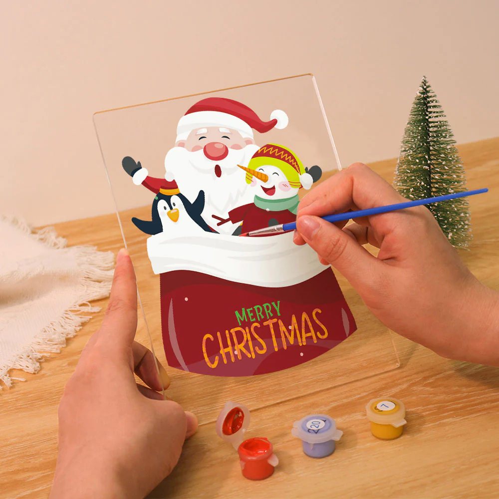 LED Light Display Base Wooden Paint by numbers 15x20cm Santa Claus 02 - Image 8