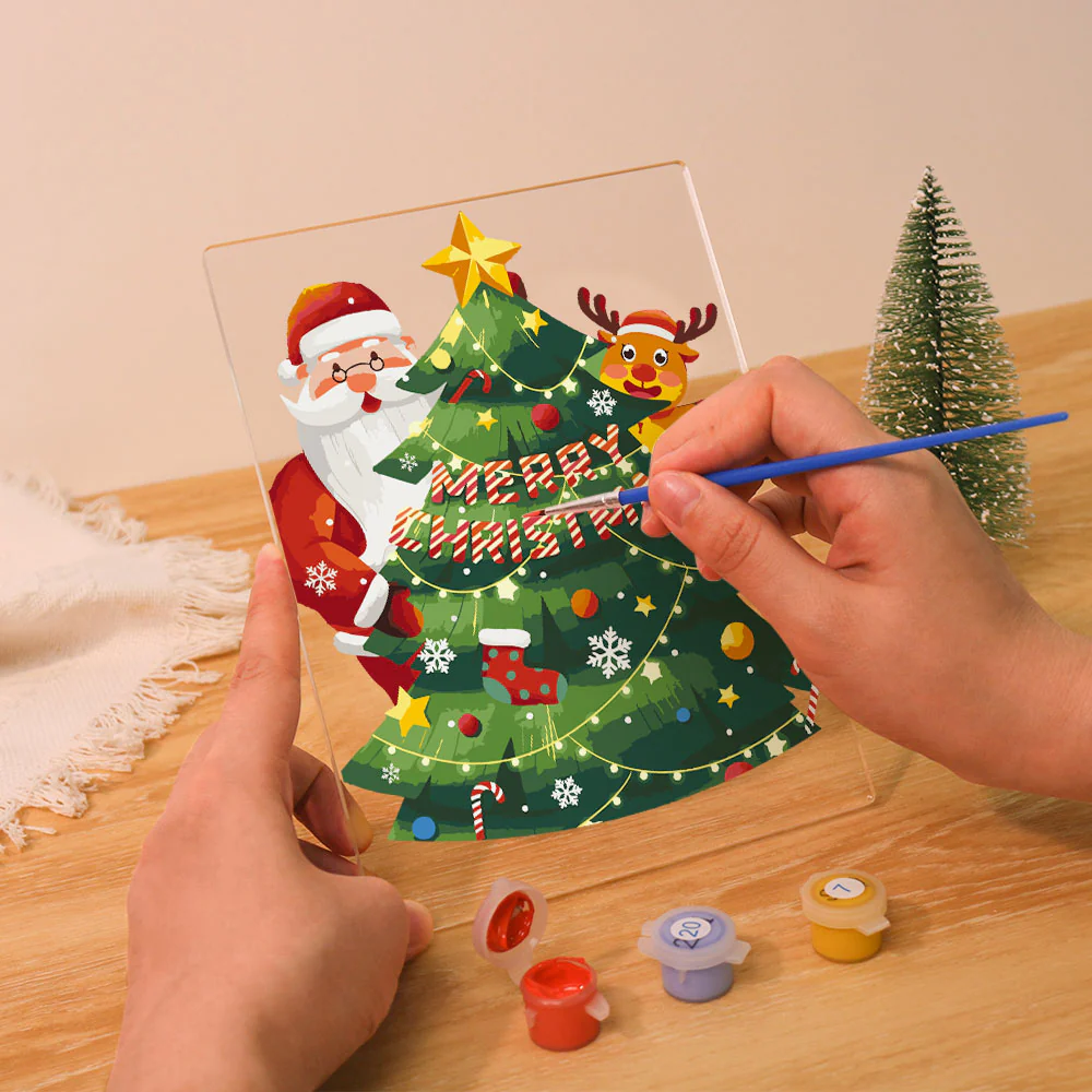 LED Light Display Base Wooden Paint by numbers 15x20cm Santa Claus 03 - Image 8