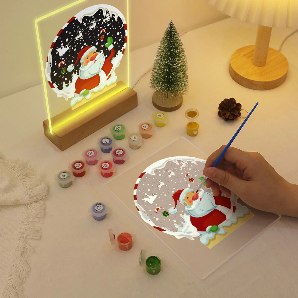 LED Light Display Base Wooden Paint by numbers 15x20cm Santa Claus 06 - Image 6