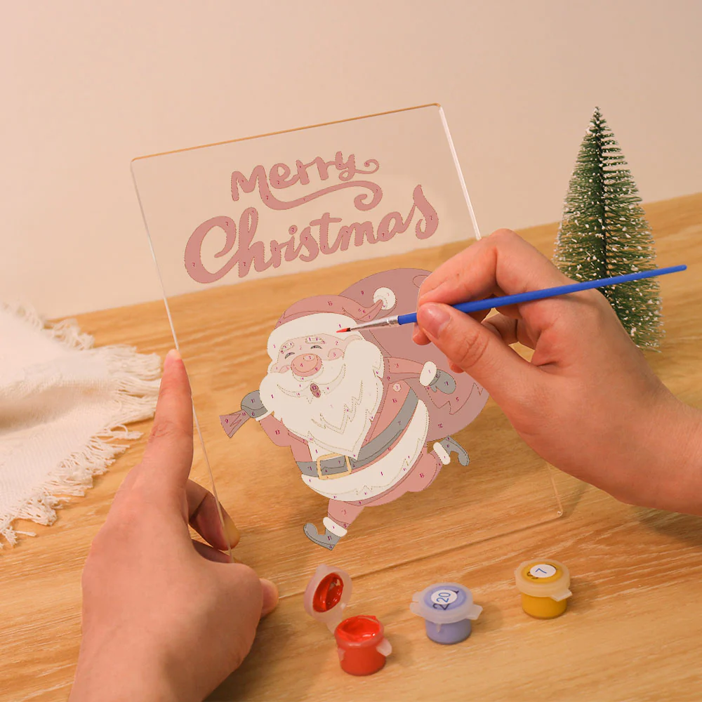 LED Light Display Base Wooden Paint by numbers 15x20cm Santa Claus 07 - Image 5