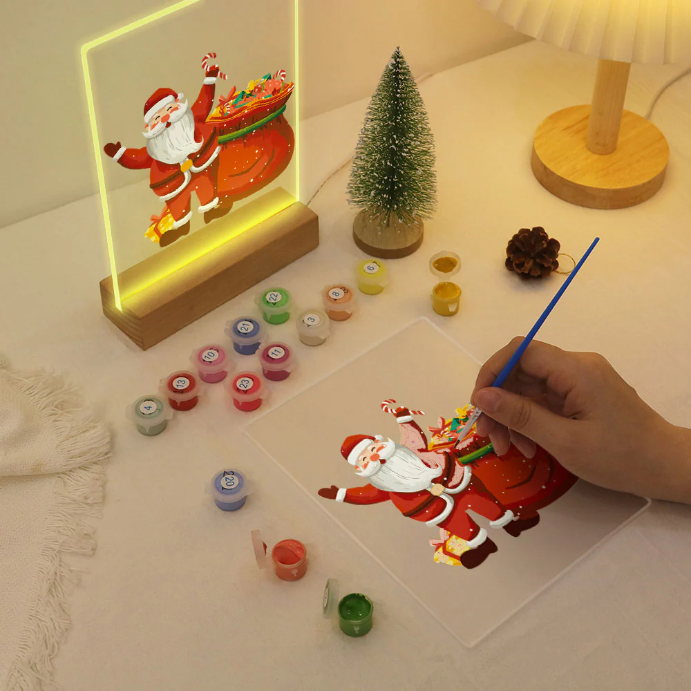 LED Light Display Base Wooden Paint by numbers 15x20cm Santa Claus 08 - Image 7