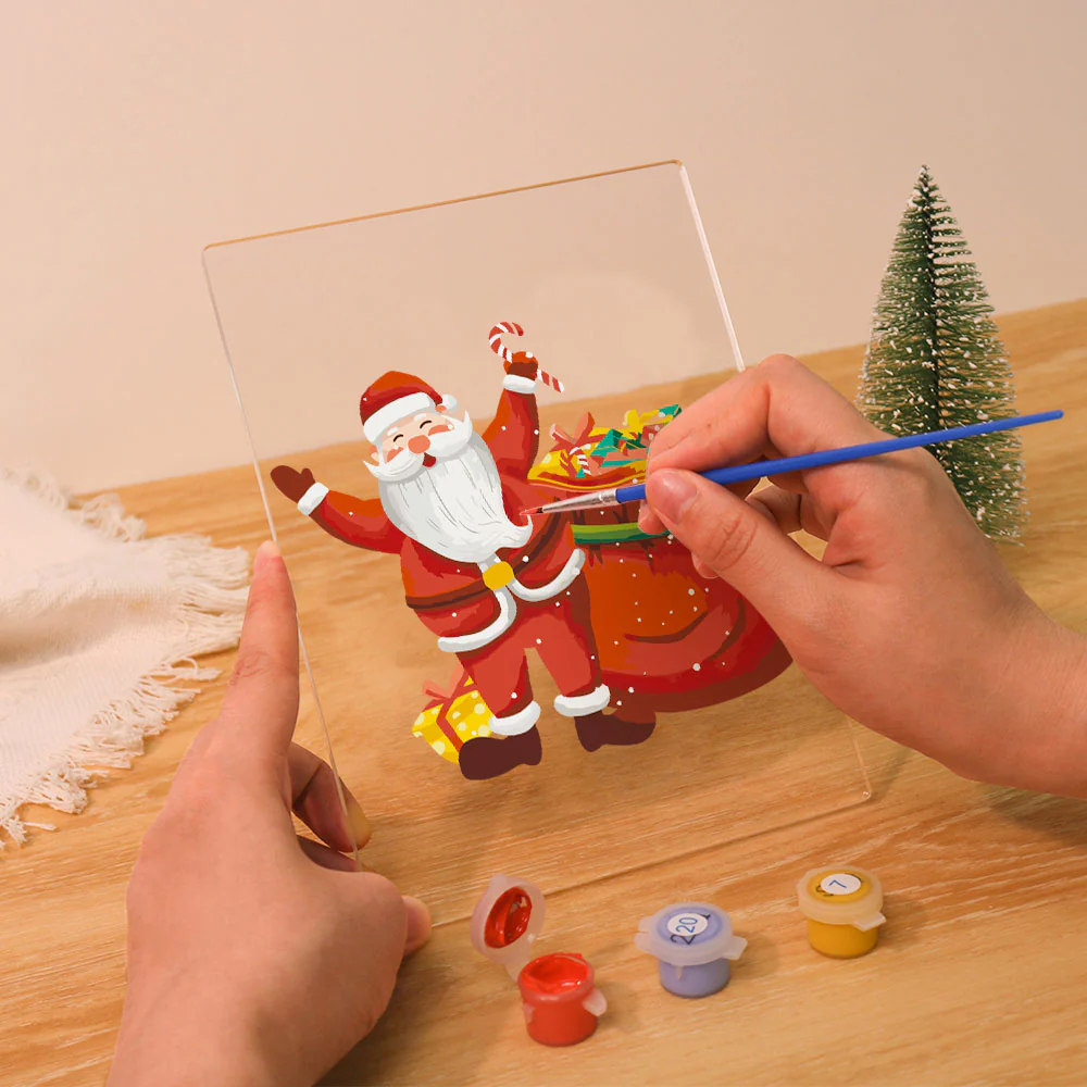 LED Light Display Base Wooden Paint by numbers 15x20cm Santa Claus 08 - Image 8