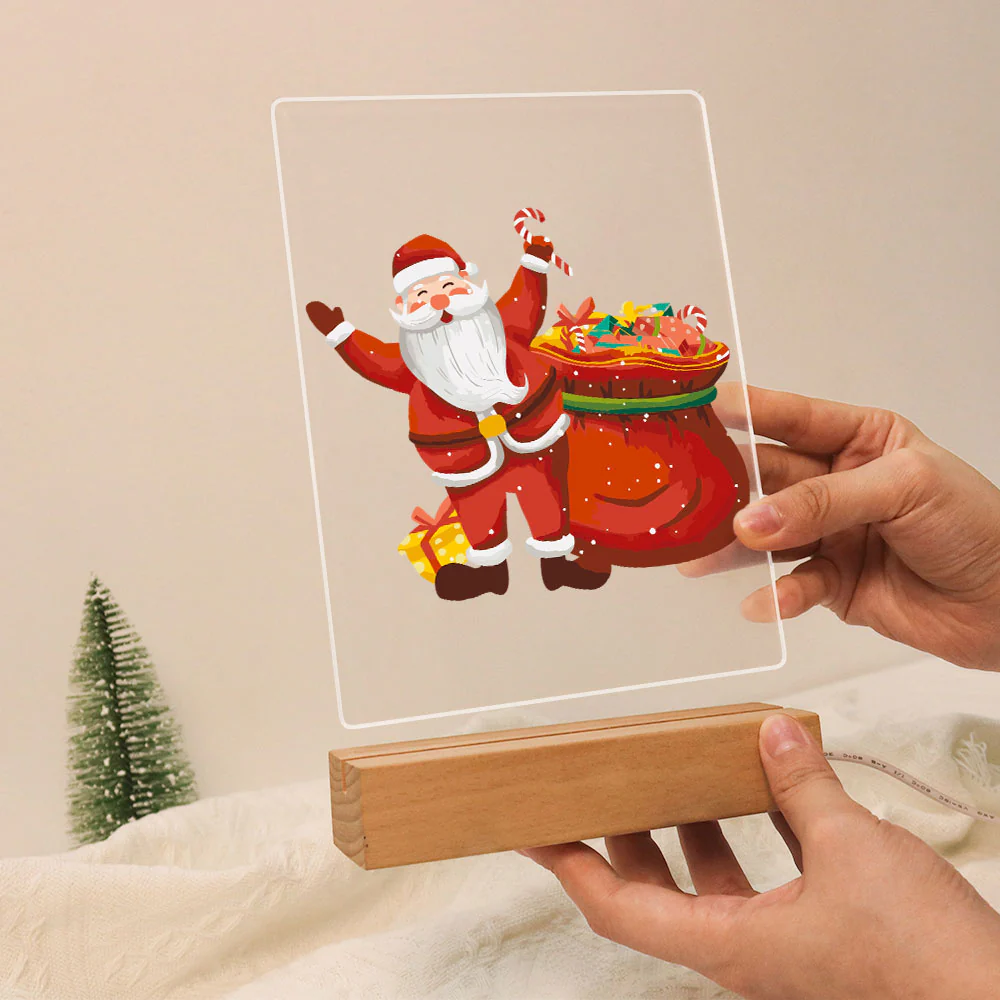 LED Light Display Base Wooden Paint by numbers 15x20cm Santa Claus 08 - Image 9