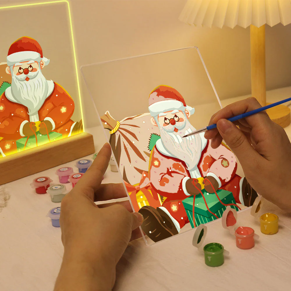 LED Light Display Base Wooden Paint by numbers 15x20cm Santa Claus 09 - Image 6