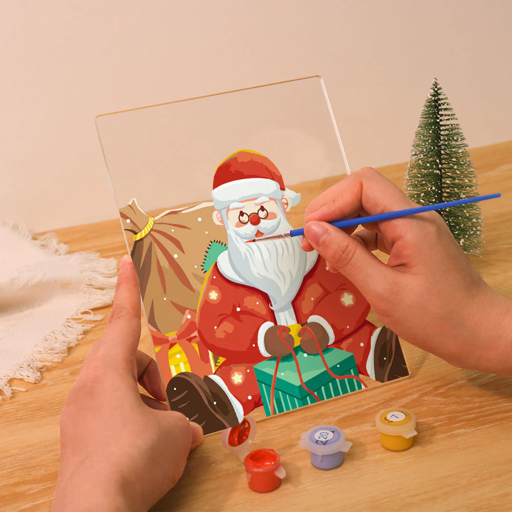 LED Light Display Base Wooden Paint by numbers 15x20cm Santa Claus 09 - Image 8