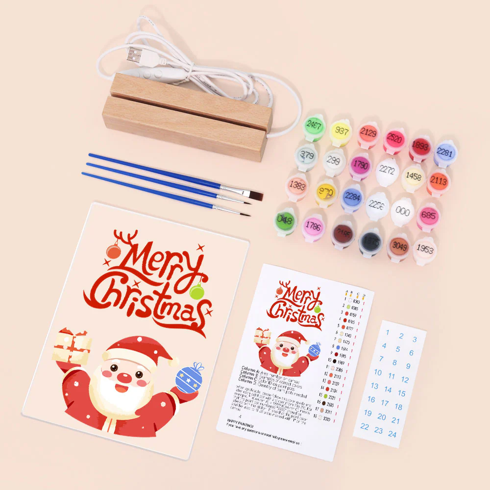 LED Light Display Base Wooden Paint by numbers 15x20cm Santa Claus 10 - Image 4