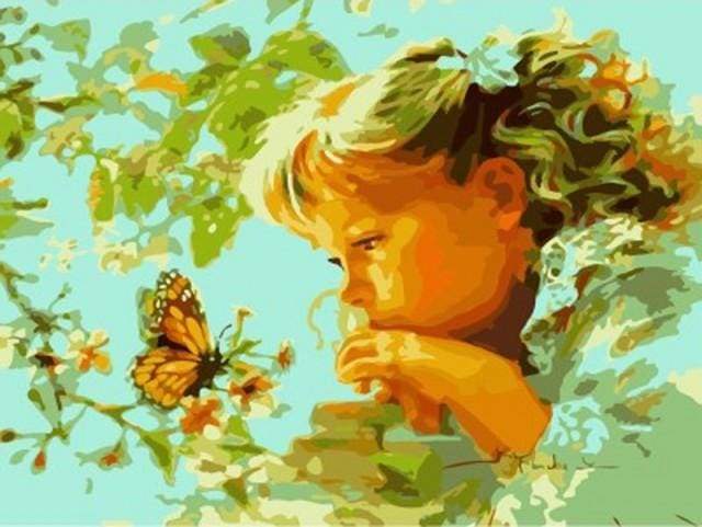 Little Girl and Butterfly