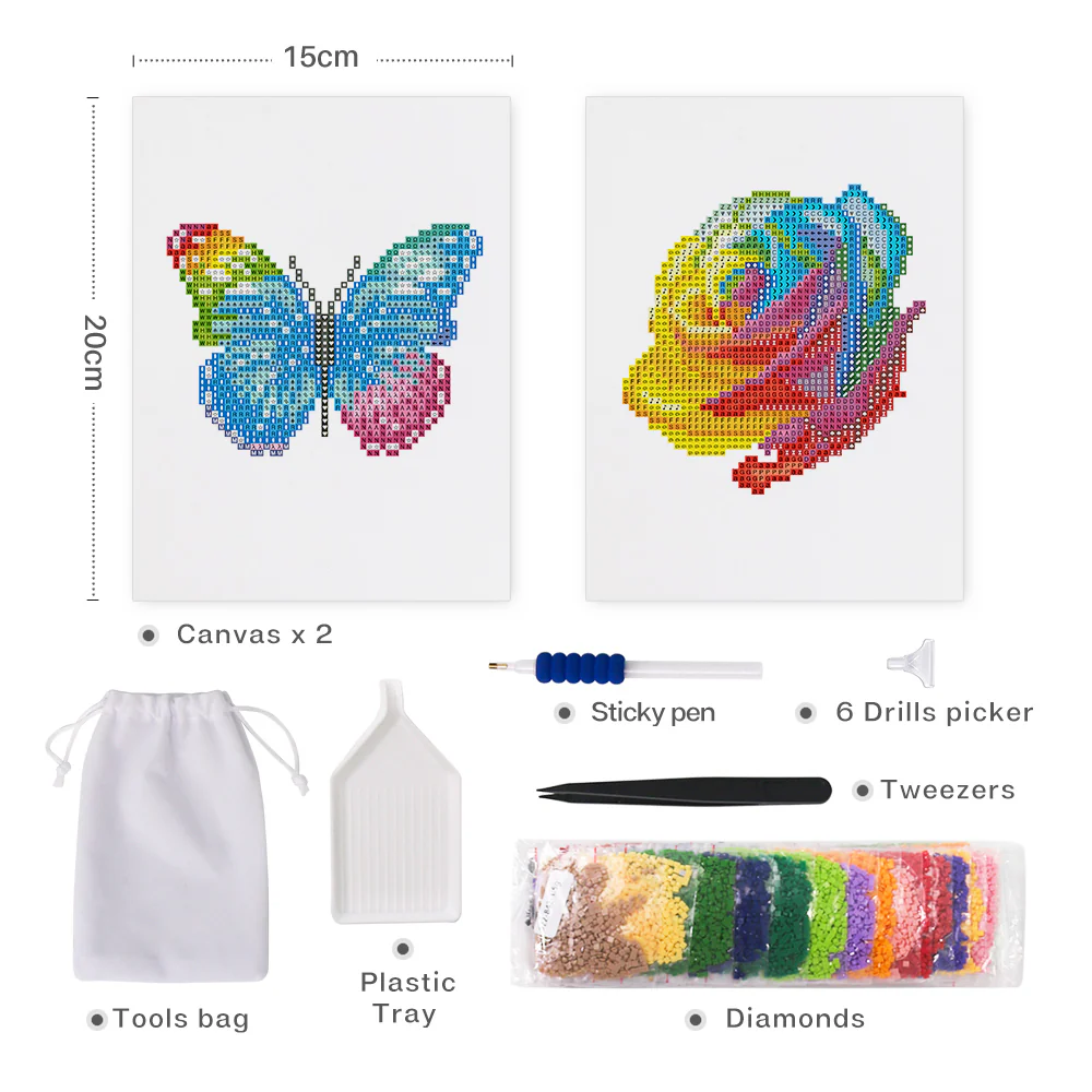 Mini Diamond Painting 15x20cm (2 pieces) - Christmas Presents and Colourful Silhouette - Image 2