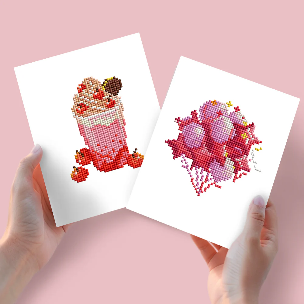Mini Diamond Painting 15x20cm (2 pieces) - Drinks and Blooms