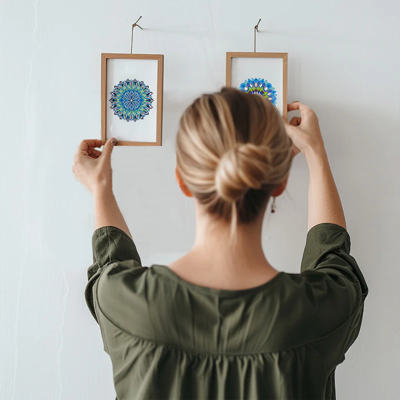 Mini Diamond Painting 15x20cm (4 pieces) - Crystal Mandalas in Blue - Image 11