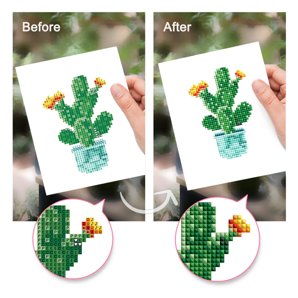 Mini Diamond Painting 15x20cm (4 pieces) - Garden Gems: Mini Succulent - Image 7