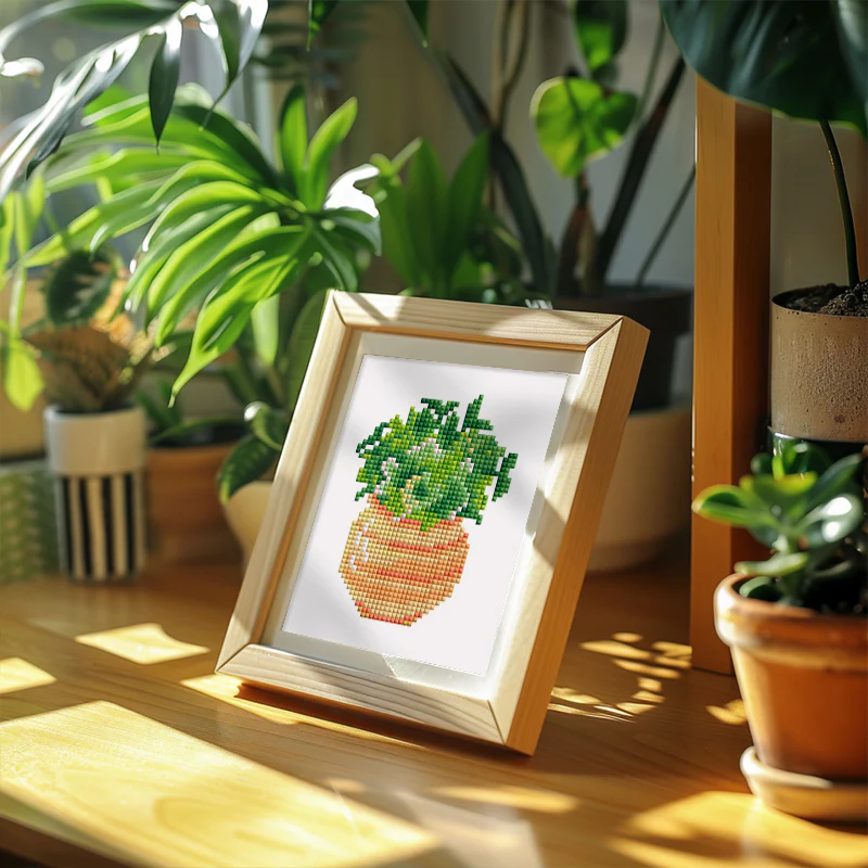 Mini Diamond Painting 15x20cm (6 pieces) - Flora and Potted - Image 9